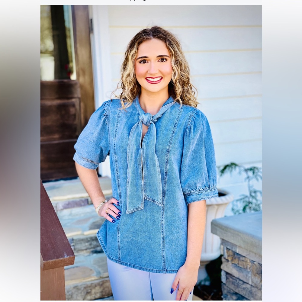 Zara denim tie blouse or shirt. Sz XL